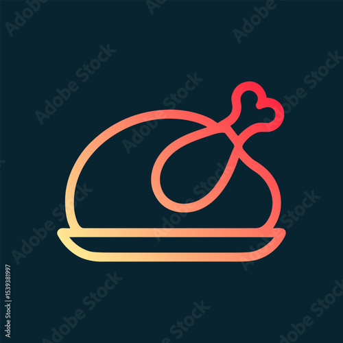 Festive roasted bird ready to eat. Icon Symbol Illustration