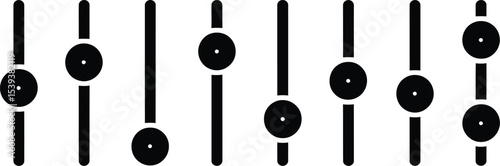 Simple and clean black and white vector illustration of an audio mixer control faders