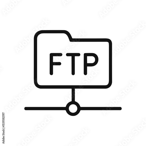 FTP Folder Connected to Network. Icon Symbol Illustration