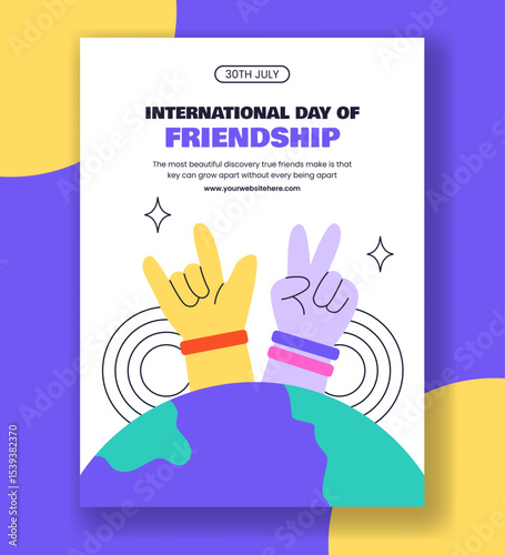 Happy Friendship Day Vector Illustration with Friends Hanging Out in Flat Vertical Poster Template