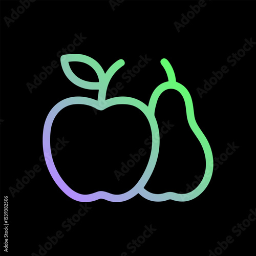 Gradient fruit icons apple and pear. Icon Symbol Illustration