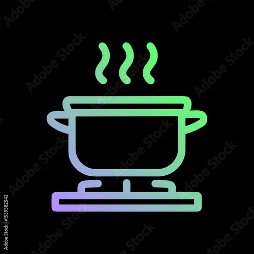 Gradient hotpot simmering on stovetop. Icon Symbol Illustration