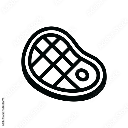 Grilled meat with textured surface. Icon Symbol Illustration