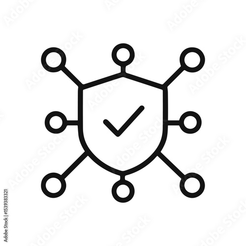 Network protected by security shield. Icon Symbol Illustration