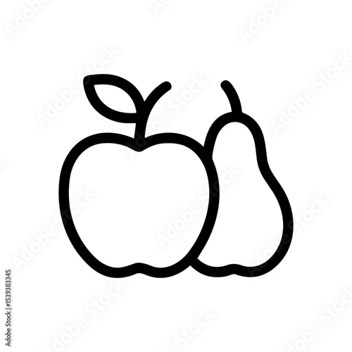 Outlined Apple and Pear Duo. Icon Symbol Illustration