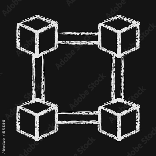 Icon block chain. Crypto currency elements. Icon in chalk style.