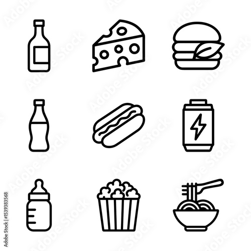 Quick Bites A Line Art Feast. Icon Symbol Illustration