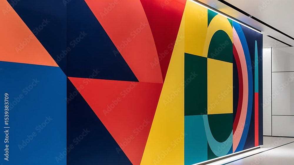 Obraz premium Dynamic interplay of geometric shapes and vibrant hues, creating a visual symphony