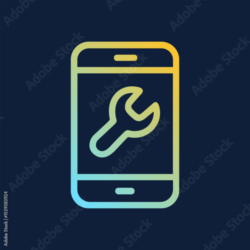 Smart device repairs a digital assist. Icon Symbol Illustration