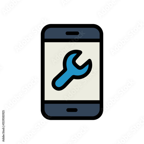 Smartphone showing a repair tool. Icon Symbol Illustration