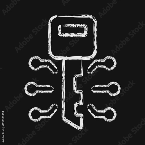 Icon digital key. Crypto currency elements. Icon in chalk style.