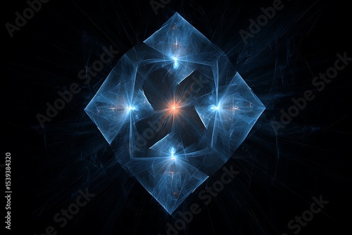 Intricate, crystalline fractal design on a dark background.