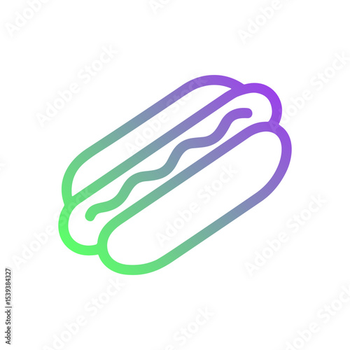 Vibrant hot dog with wavy topping. Icon Symbol Illustration