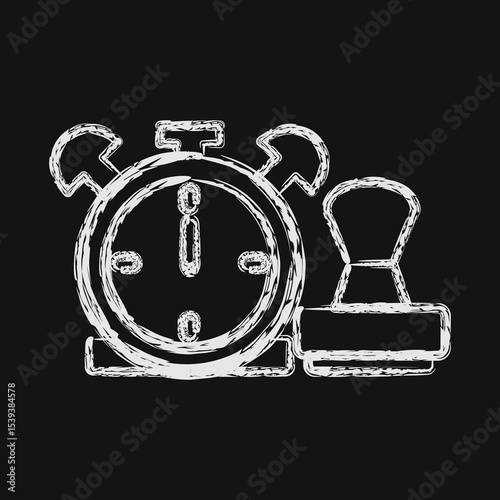 Icon time stamp. Crypto currency elements. Icon in chalk style.