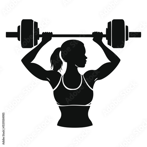 Female Weightlifter Overhead Press Silhouette