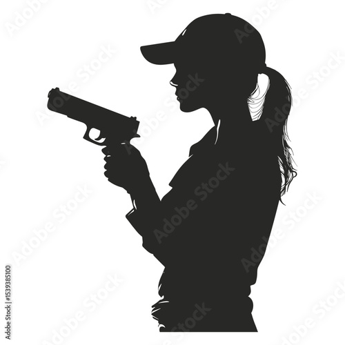 Female Silhouette with Handgun