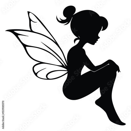 Silhouette of a Flying Fairy Reaching Out