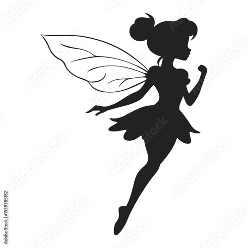 Playful Flying Fairy Silhouette