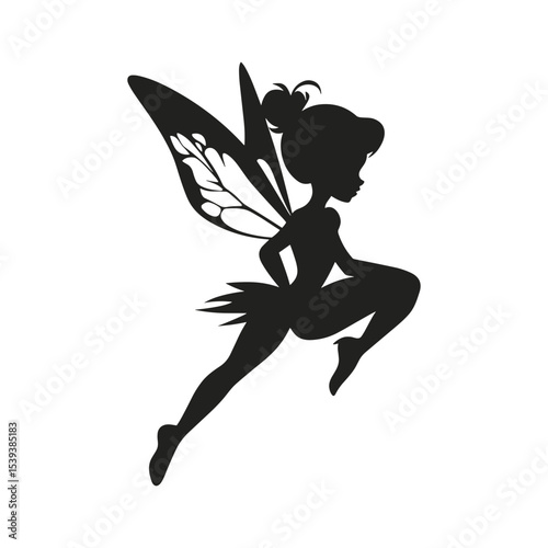 Dynamic Fairy Silhouette in Mid-Flight