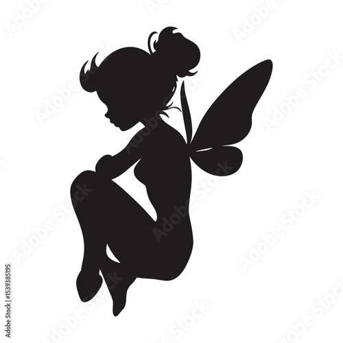 Sitting Fairy Silhouette with Knees Up