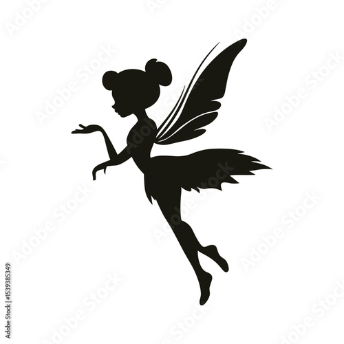 Flying Fairy Silhouette with Open Palm