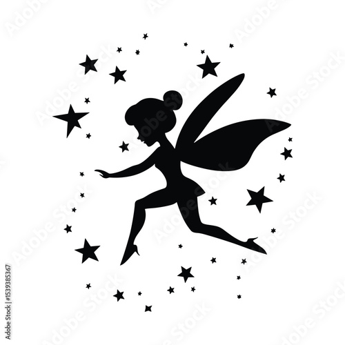 Dynamic Fairy Silhouette with Stars