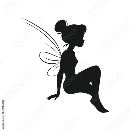 Sitting Fairy Silhouette with Legs Crossed