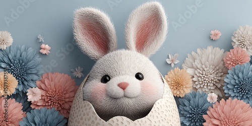 Charming Crochet Bunny Amidst Pastel Flowers Easter  Springtime Decor Inspiration