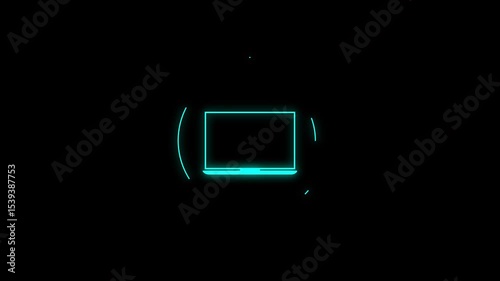 Ai chatbot animated outline icon on white background. Artificial intelligence rotation appearance 4k motion design animation for web. Desktop computer with chatbot. Line icon on white background.
