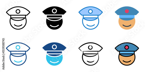 Police icon set multiple style collection 
