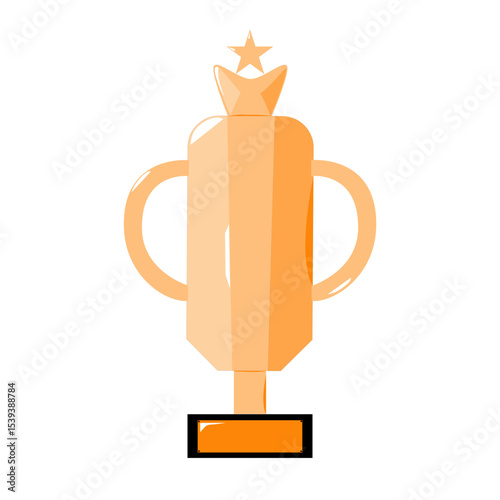 Trophy Cup Vector Illustration – Flat Style Golden Award Icon for Champion, Winner, Success, Sports, and Achievement Projects