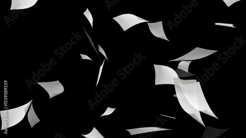 animated falling white paper sheets on black background, Flying Papers on Green Chromakey Background.
Flying White Paper in the Wind With Luma Matte, Paper flying alpha background