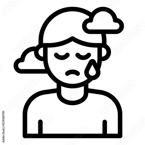 sad loneliness outline icon man avatar feeling