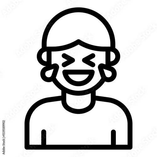 laughing happy outline icon man avatar emotion