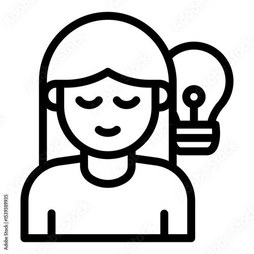 thinking idea outline icon woman avatar creative