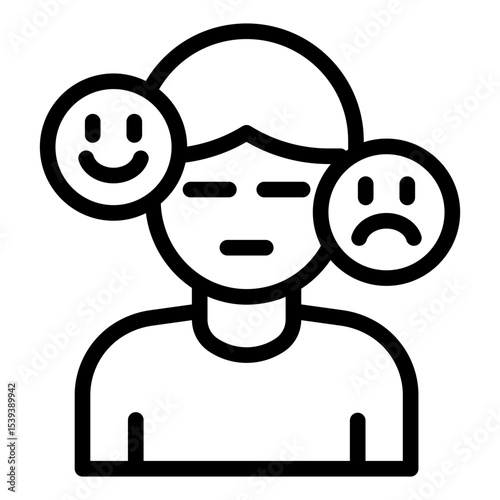 moody emotion outline icon man avatar bipolar
