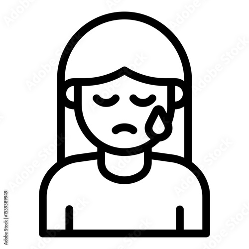 sad emotional outline icon woman avatar cry