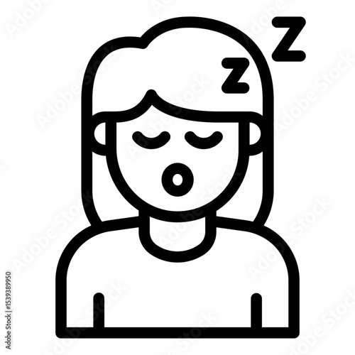 sleepy tired outline icon woman avatar yawning