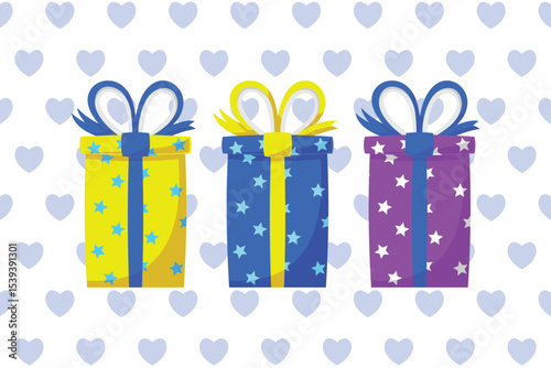 Gift Box Present with Various Bright Colorful Wrapper Cartoon Vector Set Collection