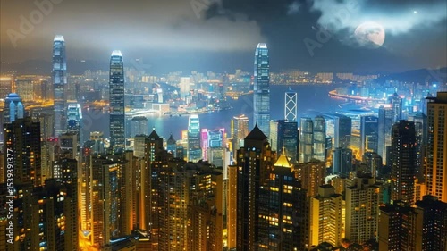 Wallpaper Mural A Realistic Night View of a modern densely popu 4K Videos Torontodigital.ca