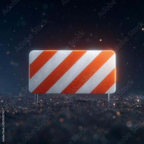 Cinematic 3D Render  Under Construction Barrier  Red   White Stripes  Dramatic Lighting  H