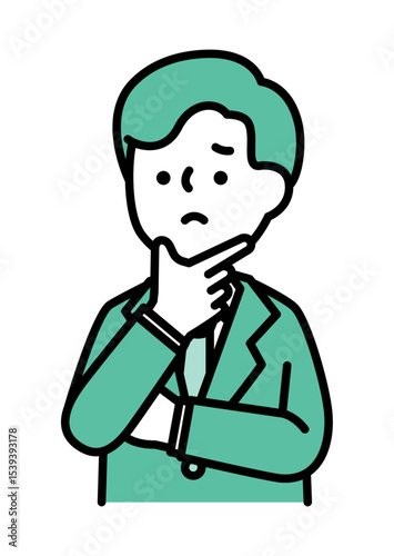 困っている表情とポーズの男性のベクターイラスト