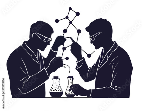 Two male scientists conducting experiments in a laboratory setting.