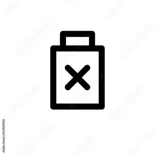 Medicine Bottle X Mark Outline Icon for No Drugs & Caution