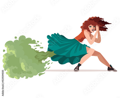 ashamed woman with flatulences problem