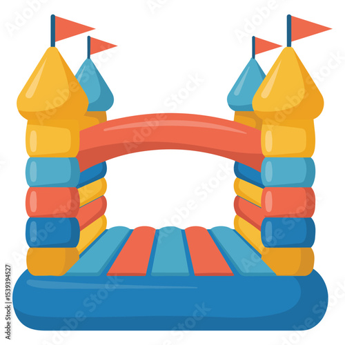 bouncy inflatable castle for kids playground isolated vector illustration