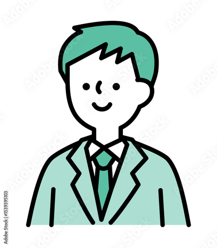 ビジネススーツを着た笑顔の男性のシンプルなイラスト素材