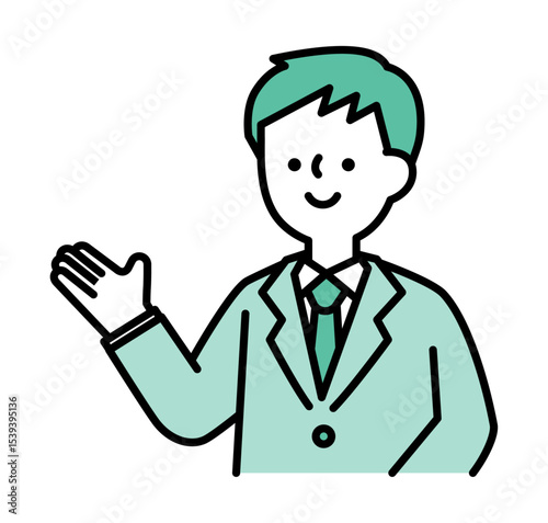 笑顔で話すスーツのビジネスパーソンの男性のベクターイラスト