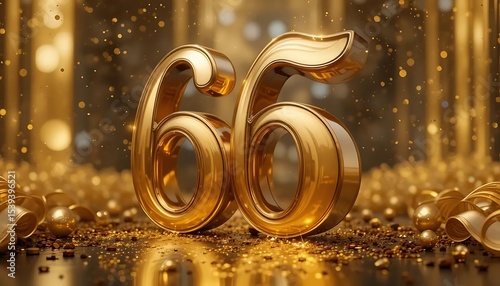 Golden Number Sixty-Six: A 3D Render of Elegant Numerals