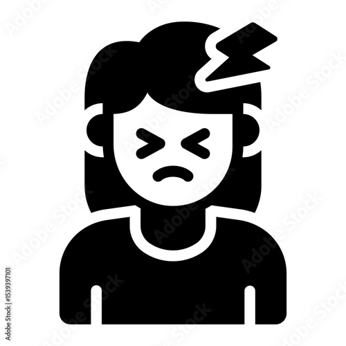 headache emotion glyph icon woman avatar pain